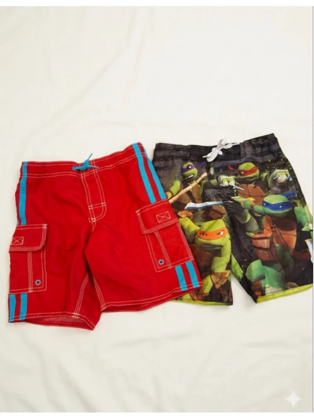 Boys Old Navy Swim Trunks XS Red Blue & Teenage Mutant Ninja Turtles